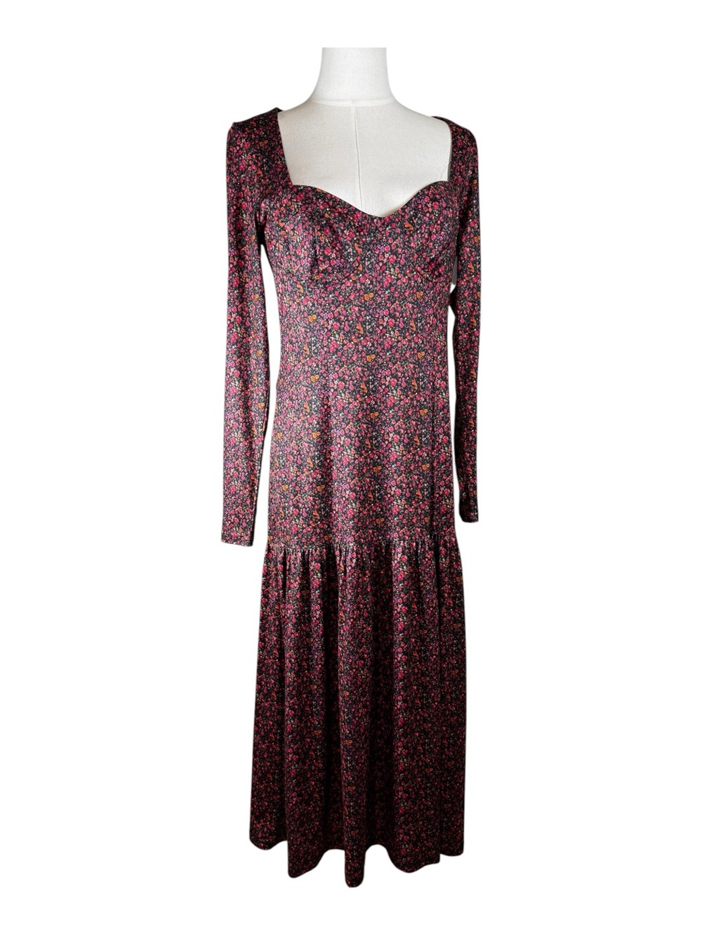 NWT Hutch Ditsy Floral Sweetheart Long Sleeve Drop Waist Midi Dress Size M